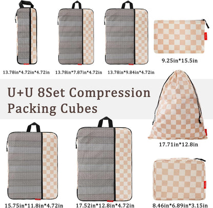 Compression Packing Cubes - Ultralight Travel Organizers with Laundry Bag, Space-Saving Suitcase Organizer, Expandable Packing Cubes for Travel and Family Vacation (Paisley Pattern)
