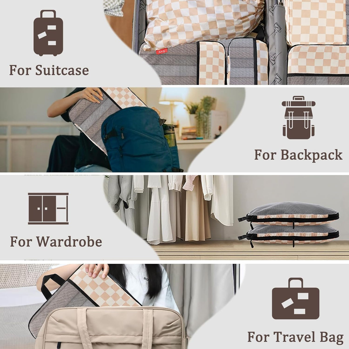 Compression Packing Cubes - Ultralight Travel Organizers with Laundry Bag, Space-Saving Suitcase Organizer, Expandable Packing Cubes for Travel and Family Vacation (Paisley Pattern)