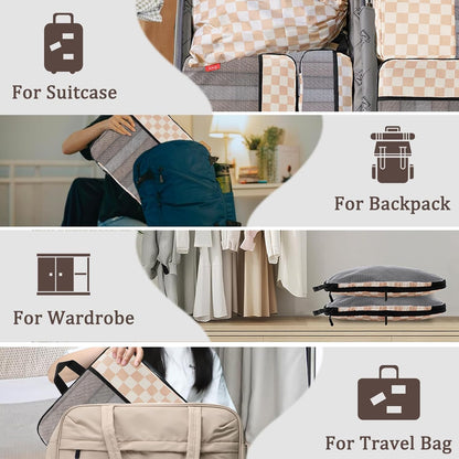 Compression Packing Cubes - Ultralight Travel Organizers with Laundry Bag, Space-Saving Suitcase Organizer, Expandable Packing Cubes for Travel and Family Vacation (Paisley Pattern)