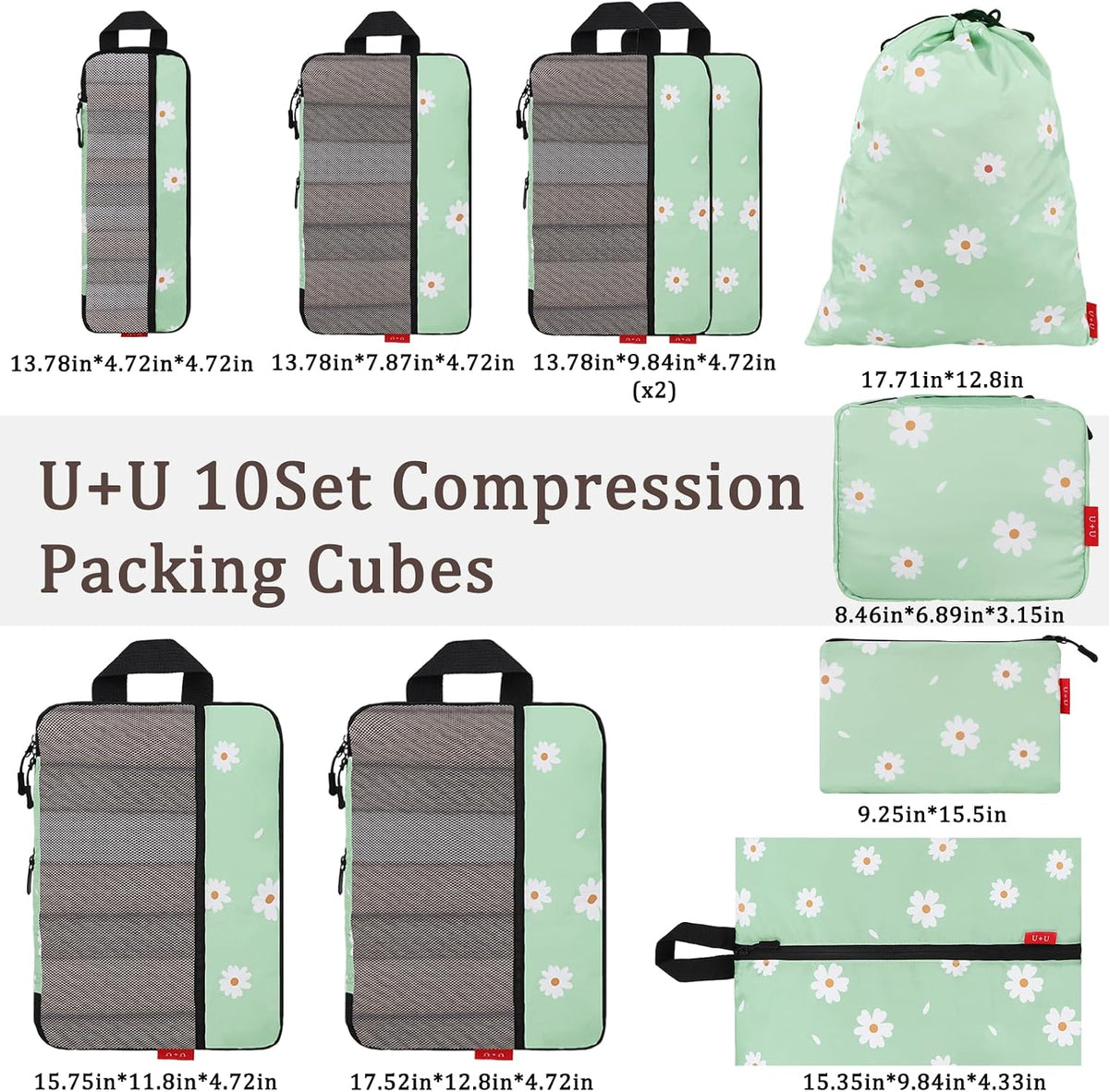 Compression Packing Cubes - Ultralight Travel Organizers with Laundry Bag, Space-Saving Suitcase Organizer, Expandable Packing Cubes for Travel and Family Vacation (Paisley Pattern)