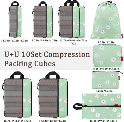 Compression Packing Cubes - Ultralight Travel Organizers with Laundry Bag, Space-Saving Suitcase Organizer, Expandable Packing Cubes for Travel and Family Vacation (Paisley Pattern)