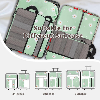 Compression Packing Cubes - Ultralight Travel Organizers with Laundry Bag, Space-Saving Suitcase Organizer, Expandable Packing Cubes for Travel and Family Vacation (Paisley Pattern)