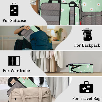 Compression Packing Cubes - Ultralight Travel Organizers with Laundry Bag, Space-Saving Suitcase Organizer, Expandable Packing Cubes for Travel and Family Vacation (Paisley Pattern)