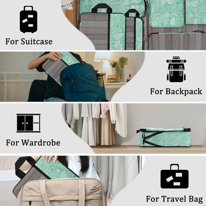 Compression Packing Cubes - Ultralight Travel Organizers with Laundry Bag, Space-Saving Suitcase Organizer, Expandable Packing Cubes for Travel and Family Vacation (Paisley Pattern)
