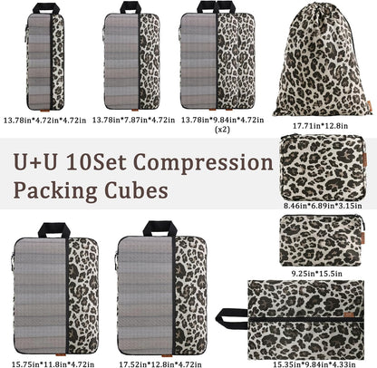 Compression Packing Cubes - Ultralight Travel Organizers with Laundry Bag, Space-Saving Suitcase Organizer, Expandable Packing Cubes for Travel and Family Vacation (Paisley Pattern)