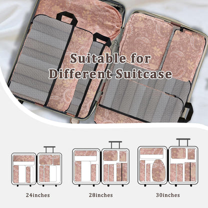 Compression Packing Cubes - Ultralight Travel Organizers with Laundry Bag, Space-Saving Suitcase Organizer, Expandable Packing Cubes for Travel and Family Vacation (Paisley Pattern)