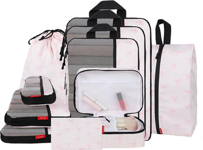 Compression Packing Cubes - Ultralight Travel Organizers with Laundry Bag, Space-Saving Suitcase Organizer, Expandable Packing Cubes for Travel and Family Vacation (Paisley Pattern)