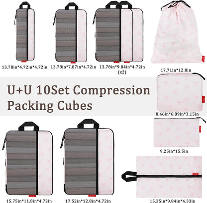 Compression Packing Cubes - Ultralight Travel Organizers with Laundry Bag, Space-Saving Suitcase Organizer, Expandable Packing Cubes for Travel and Family Vacation (Paisley Pattern)