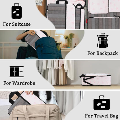 Compression Packing Cubes - Ultralight Travel Organizers with Laundry Bag, Space-Saving Suitcase Organizer, Expandable Packing Cubes for Travel and Family Vacation (Paisley Pattern)