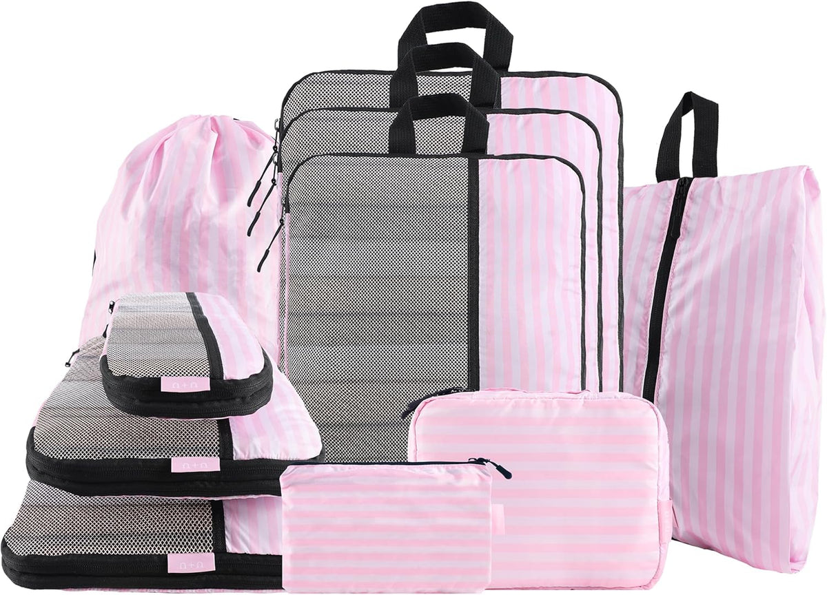 Compression Packing Cubes - Ultralight Travel Organizers with Laundry Bag, Space-Saving Suitcase Organizer, Expandable Packing Cubes for Travel and Family Vacation (Paisley Pattern)