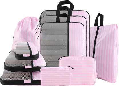 Compression Packing Cubes - Ultralight Travel Organizers with Laundry Bag, Space-Saving Suitcase Organizer, Expandable Packing Cubes for Travel and Family Vacation (Paisley Pattern)