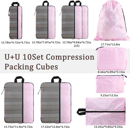 Compression Packing Cubes - Ultralight Travel Organizers with Laundry Bag, Space-Saving Suitcase Organizer, Expandable Packing Cubes for Travel and Family Vacation (Paisley Pattern)