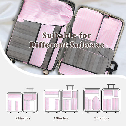 Compression Packing Cubes - Ultralight Travel Organizers with Laundry Bag, Space-Saving Suitcase Organizer, Expandable Packing Cubes for Travel and Family Vacation (Paisley Pattern)