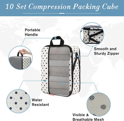 Compression Packing Cubes - Ultralight Travel Organizers with Laundry Bag, Space-Saving Suitcase Organizer, Expandable Packing Cubes for Travel and Family Vacation (Paisley Pattern)