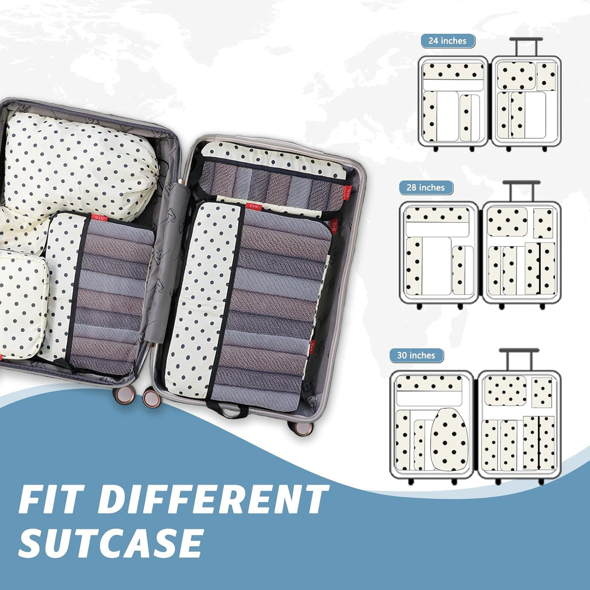 Compression Packing Cubes - Ultralight Travel Organizers with Laundry Bag, Space-Saving Suitcase Organizer, Expandable Packing Cubes for Travel and Family Vacation (Paisley Pattern)