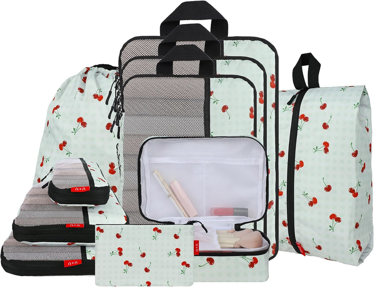 Compression Packing Cubes - Ultralight Travel Organizers with Laundry Bag, Space-Saving Suitcase Organizer, Expandable Packing Cubes for Travel and Family Vacation (Paisley Pattern)