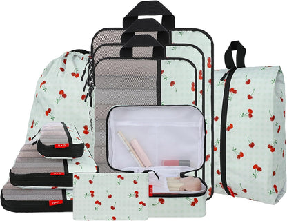 Compression Packing Cubes - Ultralight Travel Organizers with Laundry Bag, Space-Saving Suitcase Organizer, Expandable Packing Cubes for Travel and Family Vacation (Paisley Pattern)