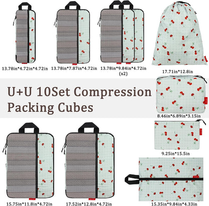 Compression Packing Cubes - Ultralight Travel Organizers with Laundry Bag, Space-Saving Suitcase Organizer, Expandable Packing Cubes for Travel and Family Vacation (Paisley Pattern)