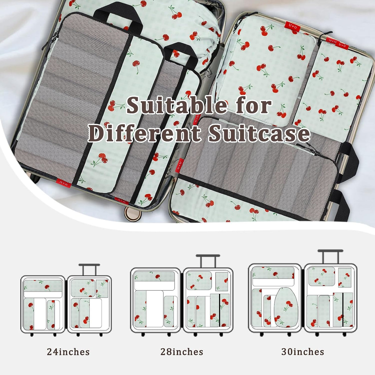 Compression Packing Cubes - Ultralight Travel Organizers with Laundry Bag, Space-Saving Suitcase Organizer, Expandable Packing Cubes for Travel and Family Vacation (Paisley Pattern)