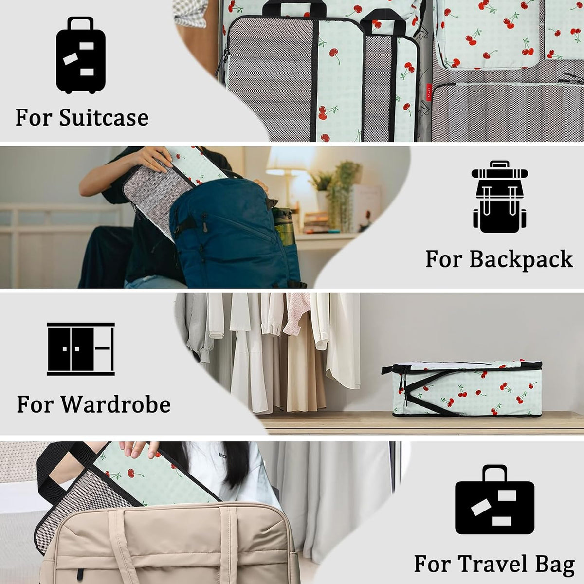 Compression Packing Cubes - Ultralight Travel Organizers with Laundry Bag, Space-Saving Suitcase Organizer, Expandable Packing Cubes for Travel and Family Vacation (Paisley Pattern)