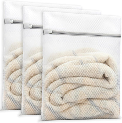 3 Large (16x19inch) Mesh Laundry Bags for Delicates, Durable Honeycomb Wash Bags with Premium Zippers - Laundry Essentials Mesh Bags for Lingerie, Bras, Socks, Sweater, Travel & Organizing