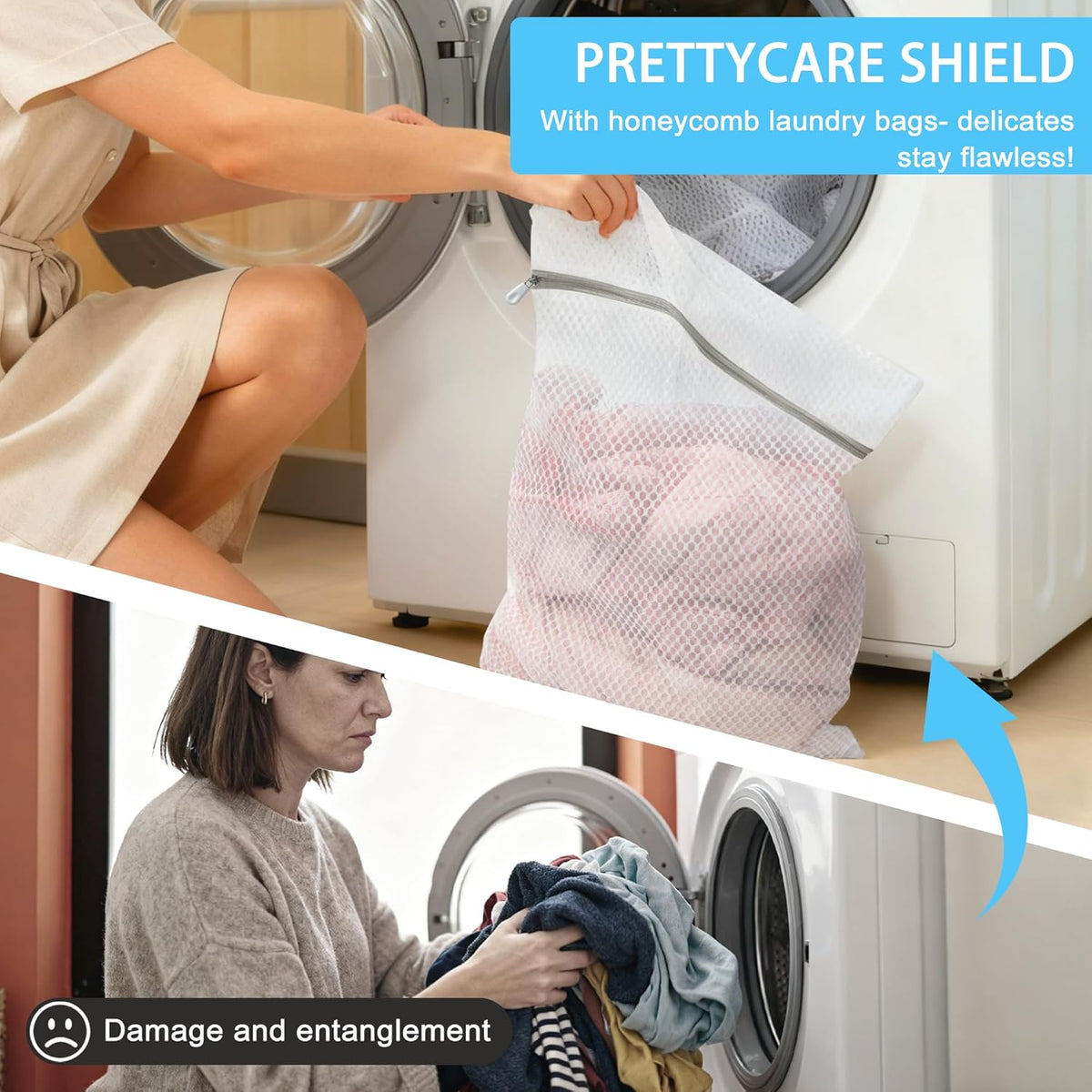3 Large (16x19inch) Mesh Laundry Bags for Delicates, Durable Honeycomb Wash Bags with Premium Zippers - Laundry Essentials Mesh Bags for Lingerie, Bras, Socks, Sweater, Travel & Organizing