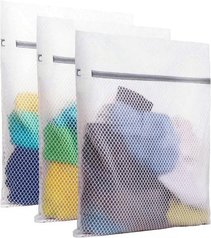 3 Large (16x19inch) Mesh Laundry Bags for Delicates, Durable Honeycomb Wash Bags with Premium Zippers - Laundry Essentials Mesh Bags for Lingerie, Bras, Socks, Sweater, Travel & Organizing