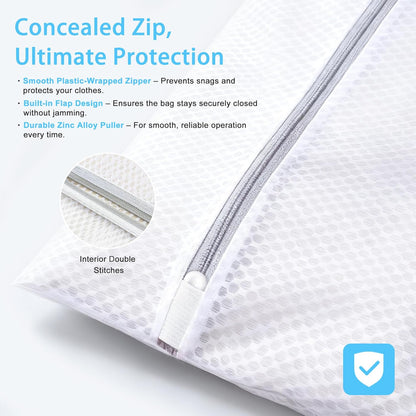 3 Large (16x19inch) Mesh Laundry Bags for Delicates, Durable Honeycomb Wash Bags with Premium Zippers - Laundry Essentials Mesh Bags for Lingerie, Bras, Socks, Sweater, Travel & Organizing