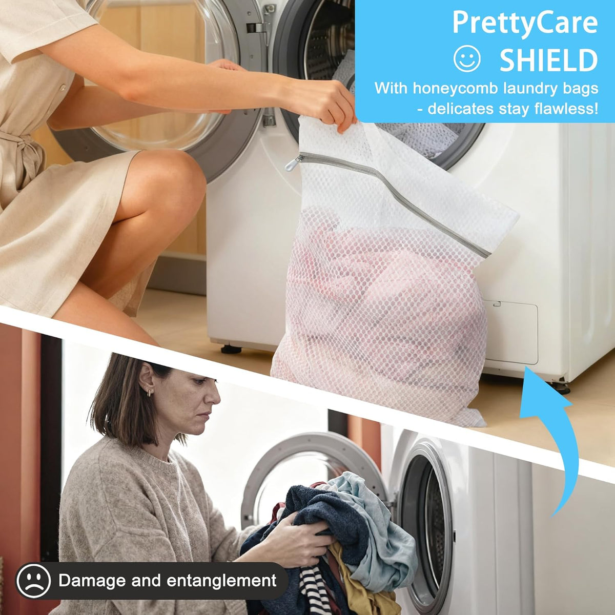 3 Large (16x19inch) Mesh Laundry Bags for Delicates, Durable Honeycomb Wash Bags with Premium Zippers - Laundry Essentials Mesh Bags for Lingerie, Bras, Socks, Sweater, Travel & Organizing