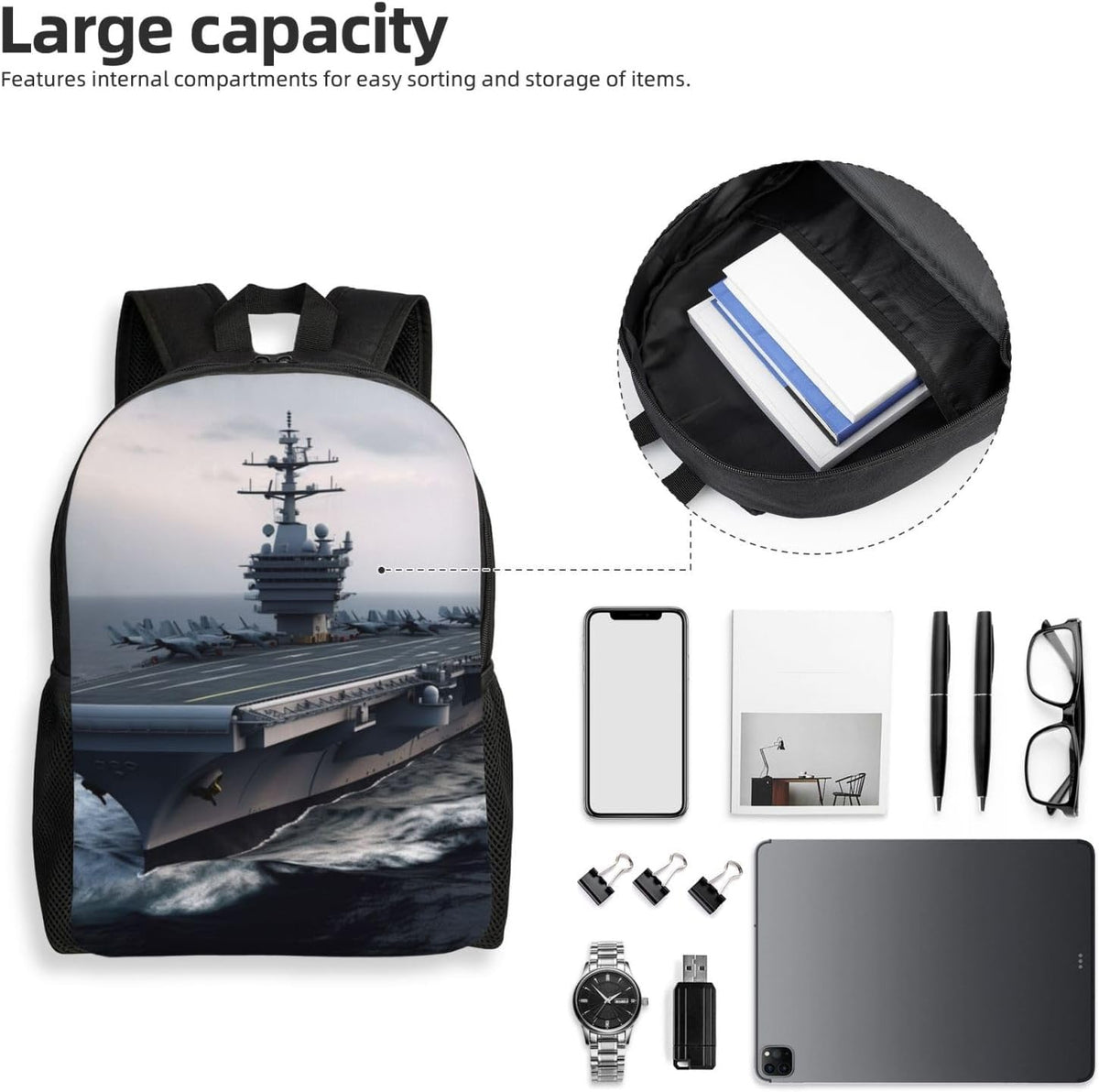 Laptop Backpack Large Capacity Carry On Backpack for Men Women Business Work Bag Aircraft Carrier Casual Daypack