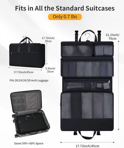 Hanging Travel Closet Portable Luggage Organizer Carry-on Packing Bag,Teal