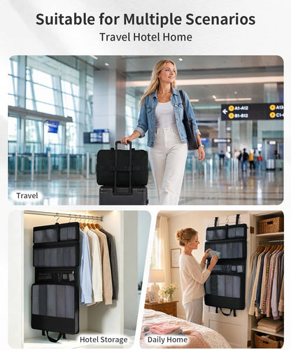 Hanging Travel Closet Portable Luggage Organizer Carry-on Packing Bag,Teal