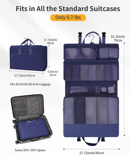 Hanging Travel Closet Portable Luggage Organizer Carry-on Packing Bag,Teal