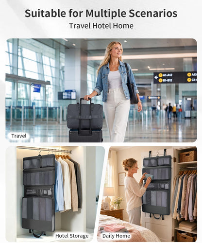 Hanging Travel Closet Portable Luggage Organizer Carry-on Packing Bag,Teal