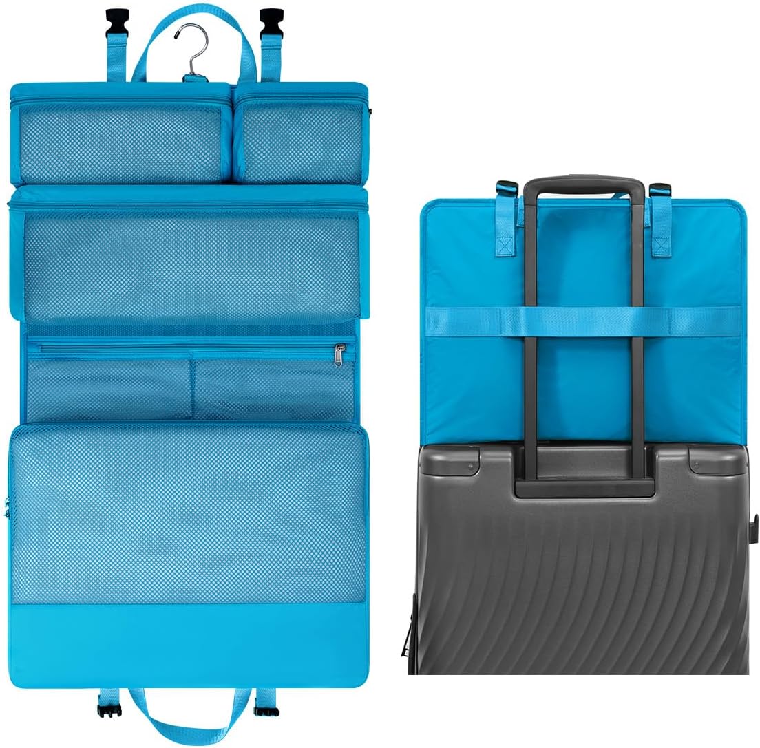 Hanging Travel Closet Portable Luggage Organizer Carry-on Packing Bag,Teal
