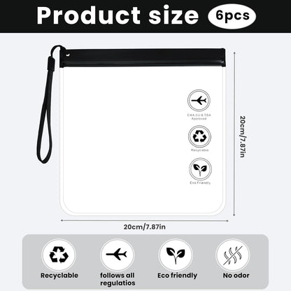 6 Pcs TSA Approved Clear Travel Toiletry Bag, Makeup Cosmetic Bag Organizer with Zipper Carry on Airline Airport Travel Accessories, PVC Makeup Bags
