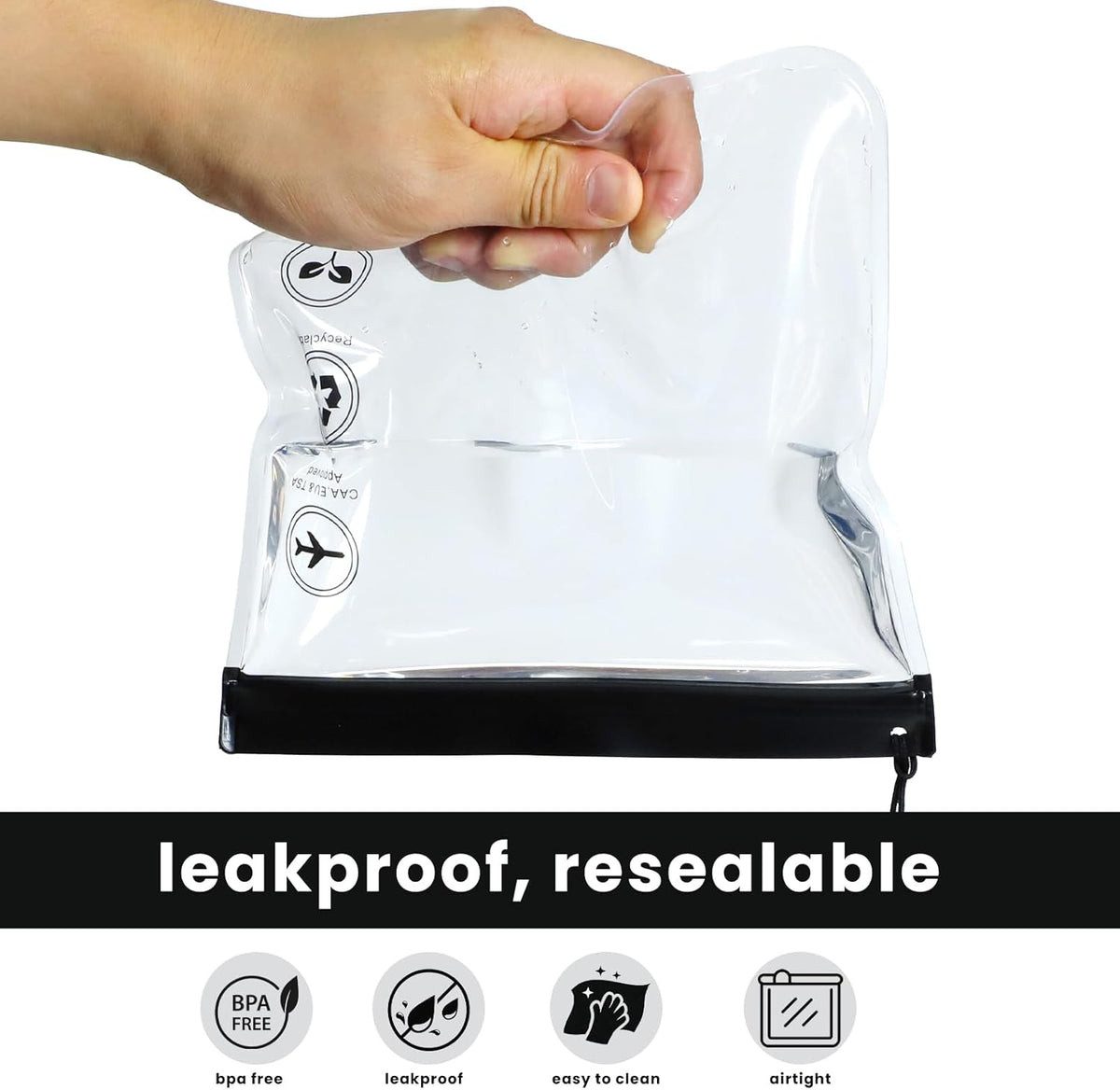6 Pcs TSA Approved Clear Travel Toiletry Bag, Makeup Cosmetic Bag Organizer with Zipper Carry on Airline Airport Travel Accessories, PVC Makeup Bags