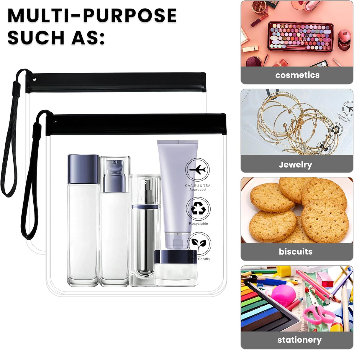 6 Pcs TSA Approved Clear Travel Toiletry Bag, Makeup Cosmetic Bag Organizer with Zipper Carry on Airline Airport Travel Accessories, PVC Makeup Bags
