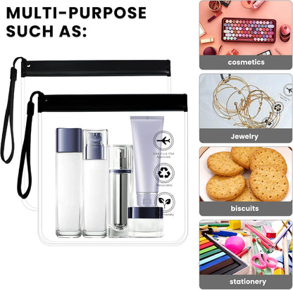 6 Pcs TSA Approved Clear Travel Toiletry Bag, Makeup Cosmetic Bag Organizer with Zipper Carry on Airline Airport Travel Accessories, PVC Makeup Bags