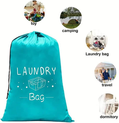 2 Pack XL Travel Laundry Bag, Dirty Clothes Organizer with Drawstring, Large Enough to Hold 4 Loads of Laundry， Easy Fit a Laundry Hamper or Basket，24" x 36" (Grey+Blue)