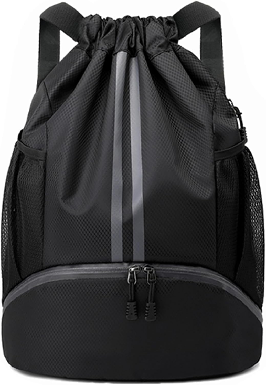 Drawstring Backpack Gym Bag with Shoes Compartment for Soccer, Basketball, Swim, Water-Resistant String Backpack Beach Cinch for Women Men