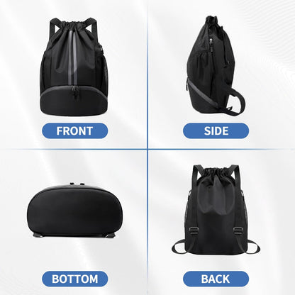 Drawstring Backpack Gym Bag with Shoes Compartment for Soccer, Basketball, Swim, Water-Resistant String Backpack Beach Cinch for Women Men