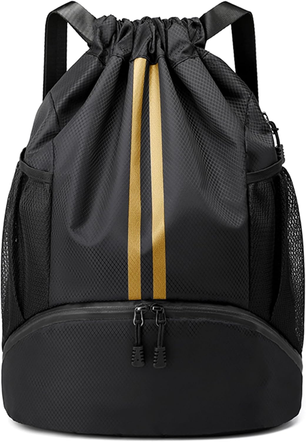 Drawstring Backpack Gym Bag with Shoes Compartment for Soccer, Basketball, Swim, Water-Resistant String Backpack Beach Cinch for Women Men