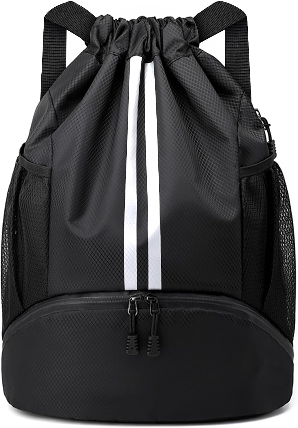 Drawstring Backpack Gym Bag with Shoes Compartment for Soccer, Basketball, Swim, Water-Resistant String Backpack Beach Cinch for Women Men