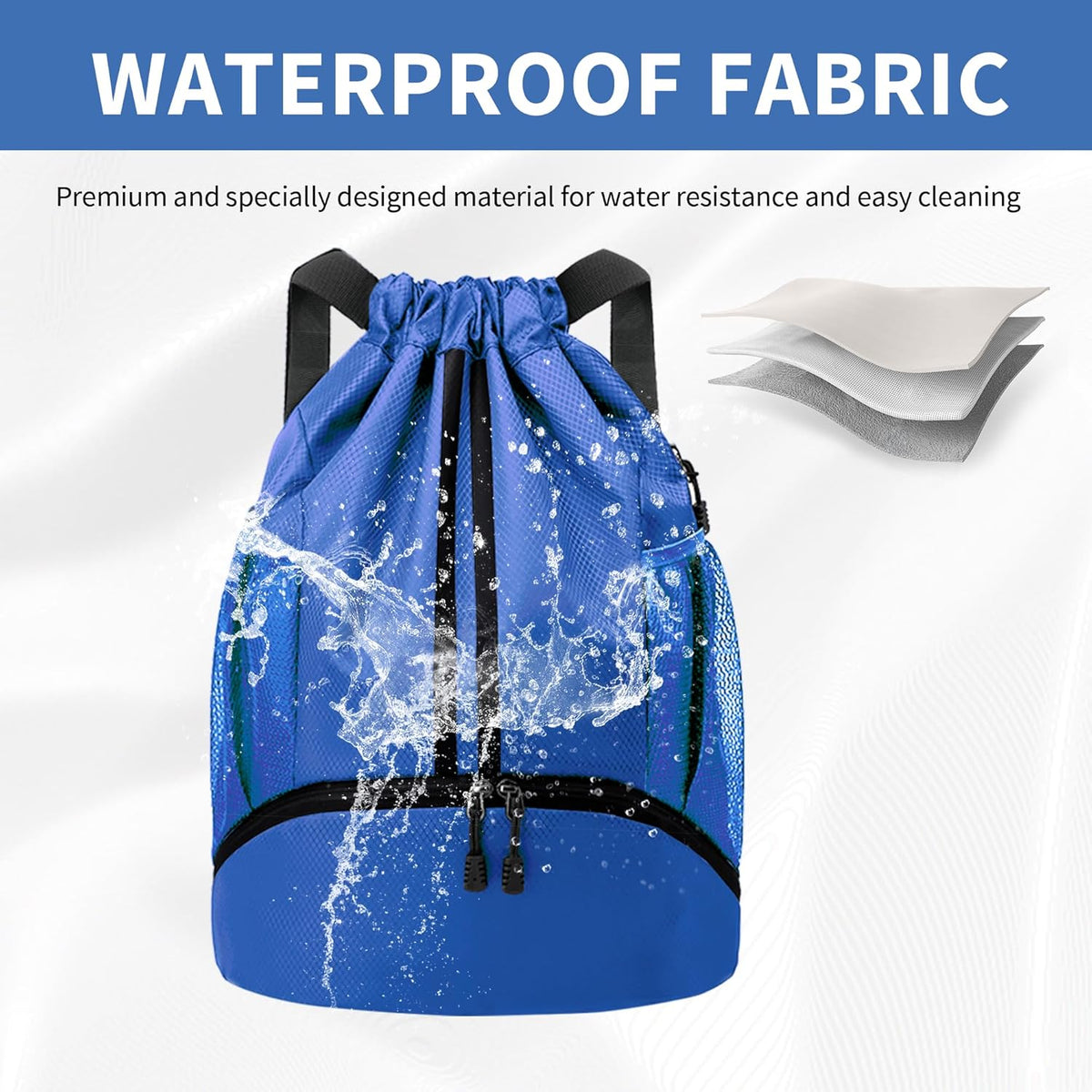 Drawstring Backpack Gym Bag with Shoes Compartment for Soccer, Basketball, Swim, Water-Resistant String Backpack Beach Cinch for Women Men
