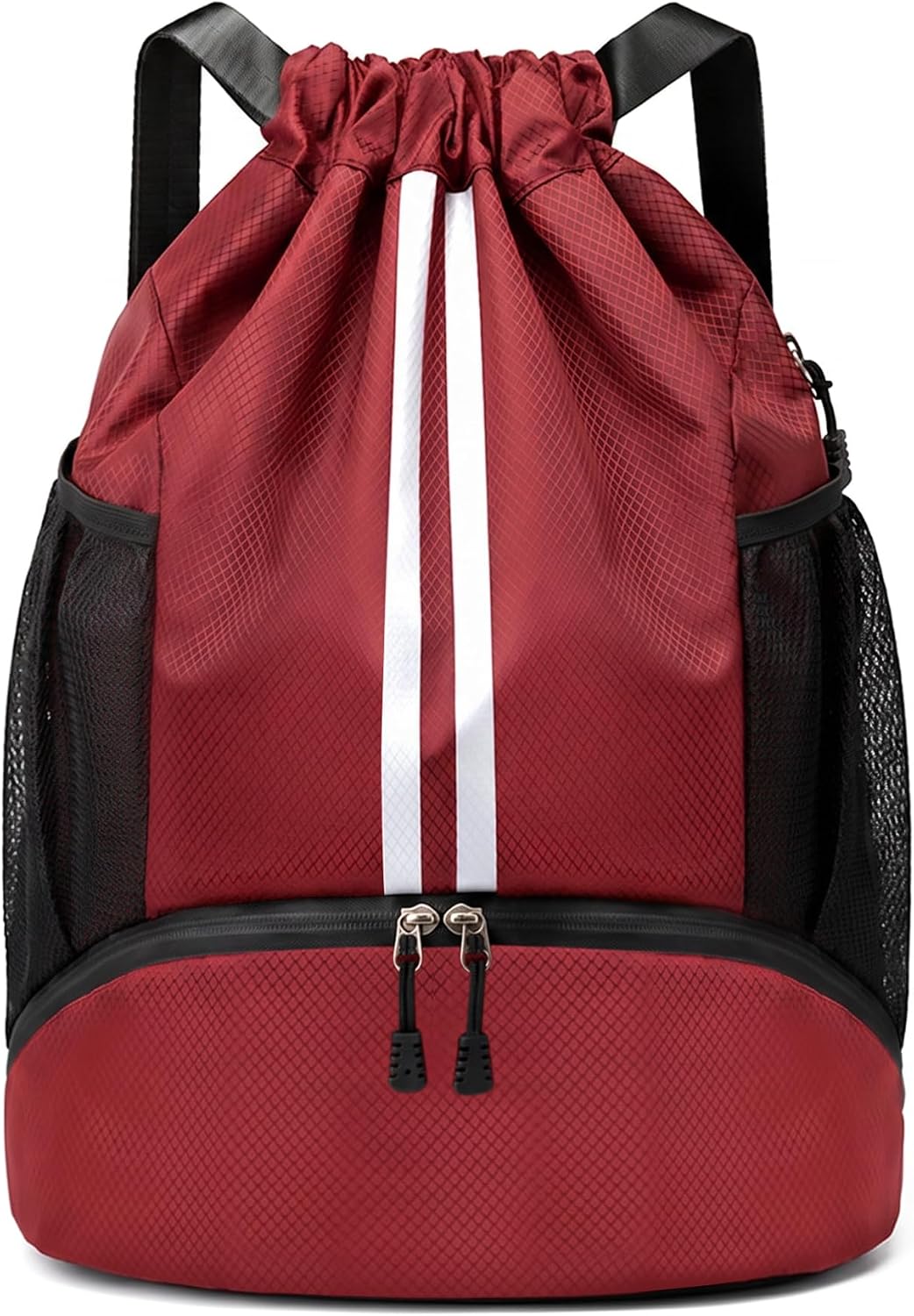 Drawstring Backpack Gym Bag with Shoes Compartment for Soccer, Basketball, Swim, Water-Resistant String Backpack Beach Cinch for Women Men