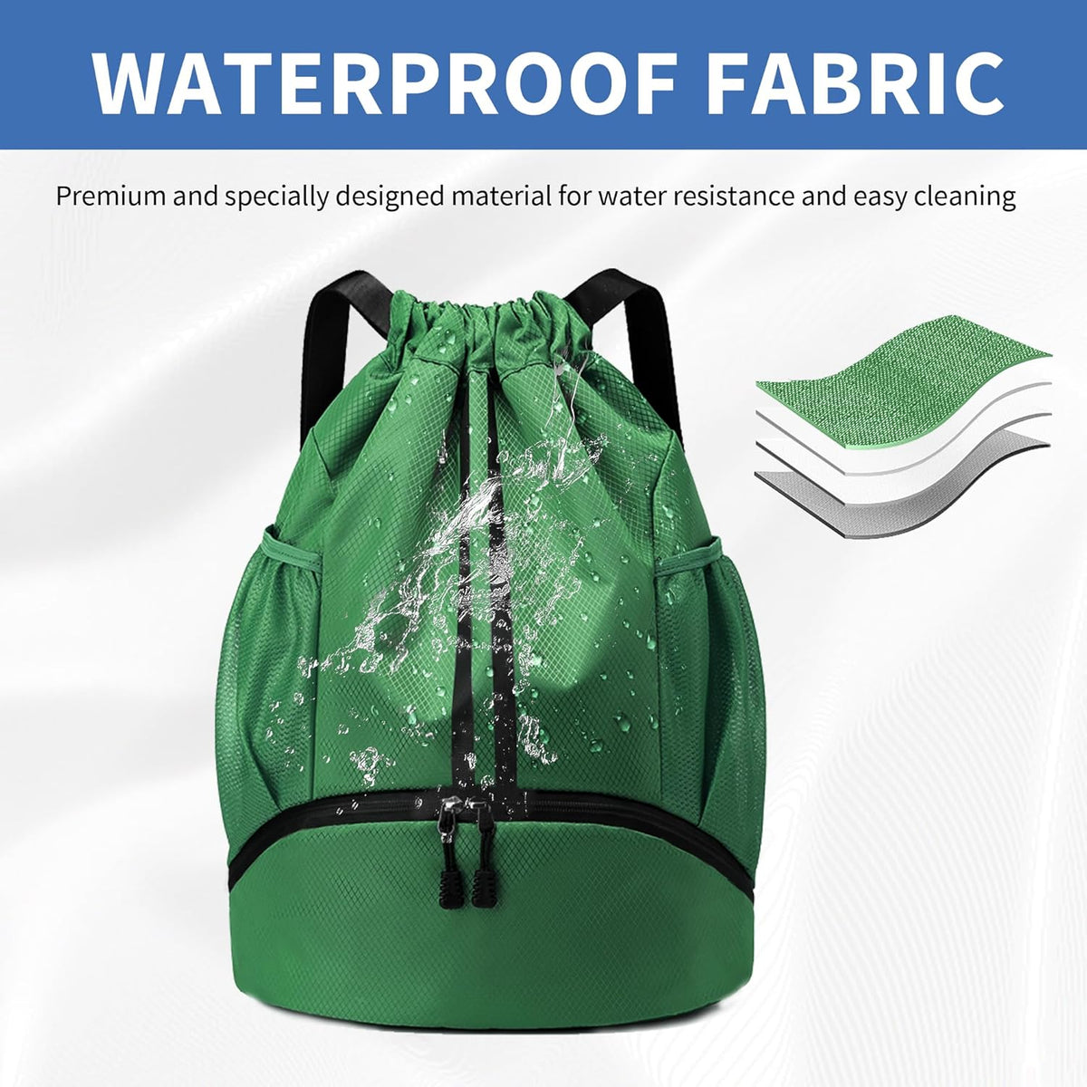 Drawstring Backpack Gym Bag with Shoes Compartment for Soccer, Basketball, Swim, Water-Resistant String Backpack Beach Cinch for Women Men
