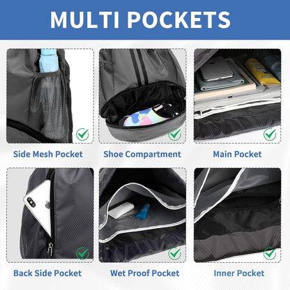 Drawstring Backpack Gym Bag with Shoes Compartment for Soccer, Basketball, Swim, Water-Resistant String Backpack Beach Cinch for Women Men