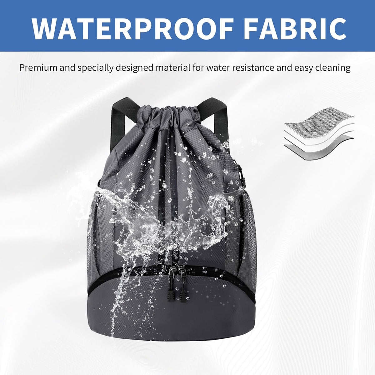 Drawstring Backpack Gym Bag with Shoes Compartment for Soccer, Basketball, Swim, Water-Resistant String Backpack Beach Cinch for Women Men
