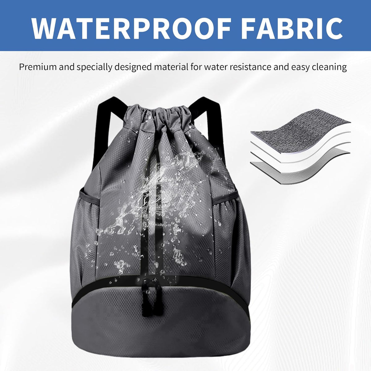 Drawstring Backpack Gym Bag with Shoes Compartment for Soccer, Basketball, Swim, Water-Resistant String Backpack Beach Cinch for Women Men